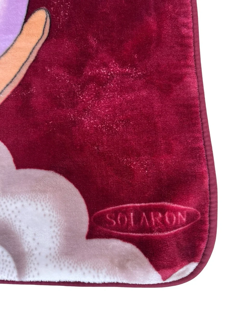 VTG Solaron Western Angel Baby Rocking-Horse Blanket Plush Minky Maroon 56x44”